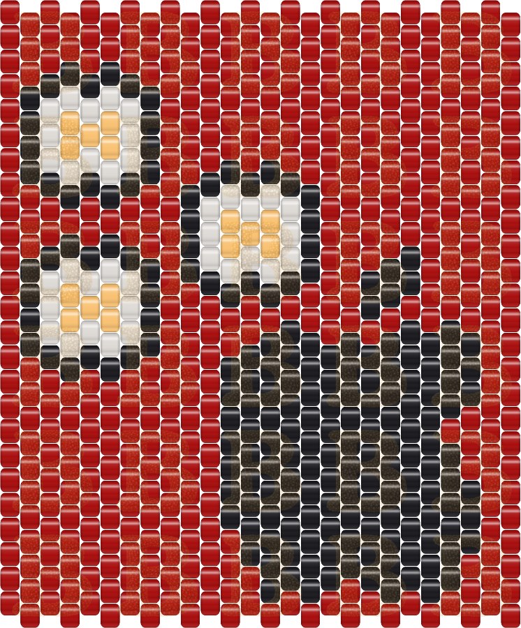 Apple pie — free peyote chart, 25 rows × 26 columns