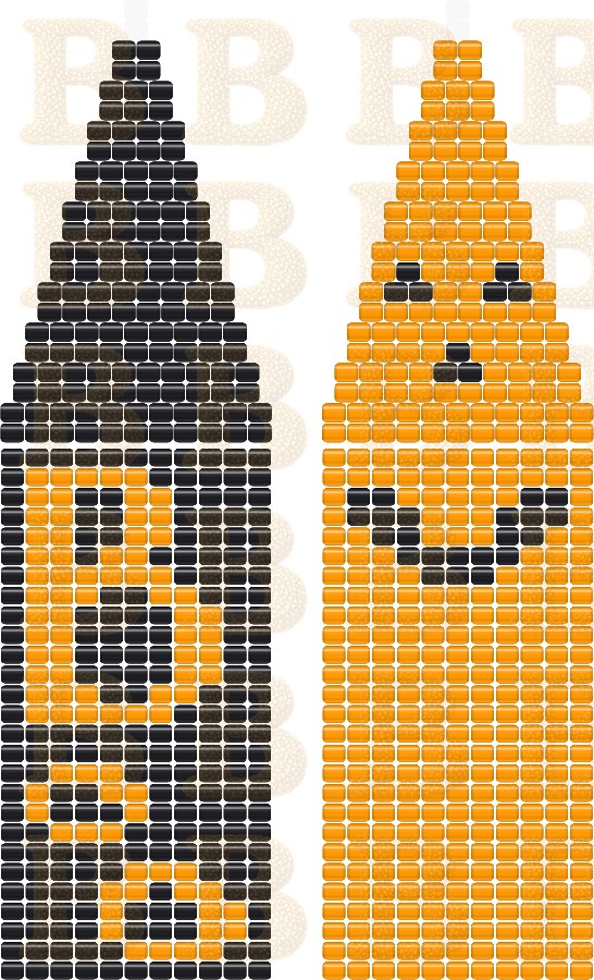 Pumpkin Moon — free fringe earrings chart, 49 rows × 22 columns